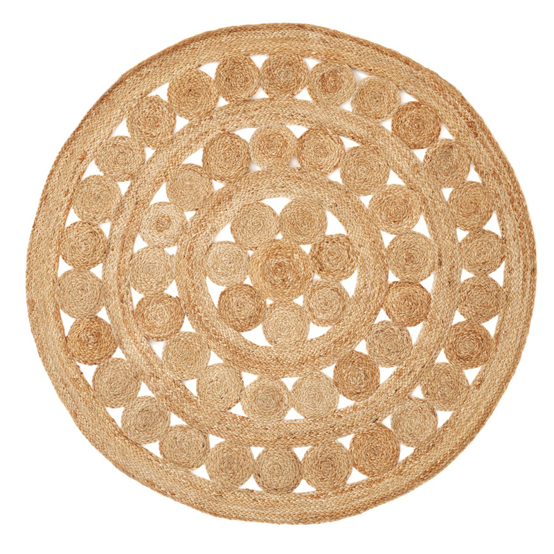 Ковер Wicker Circles Carpet 100% джут Бежевый Ковер Wicker Circles Carpet 100% джут Бежевый в Кирове | Loft Concept