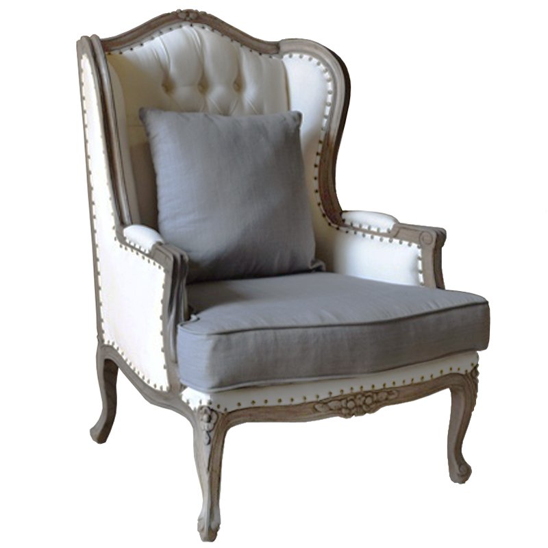 Кресло Villa Grandfather linen ivory ( слоновая кость ) Дерево Темно-Серый Кресло Villa Grandfather linen ivory ( слоновая кость ) Дерево Темно-Серый в Кирове | Loft Concept