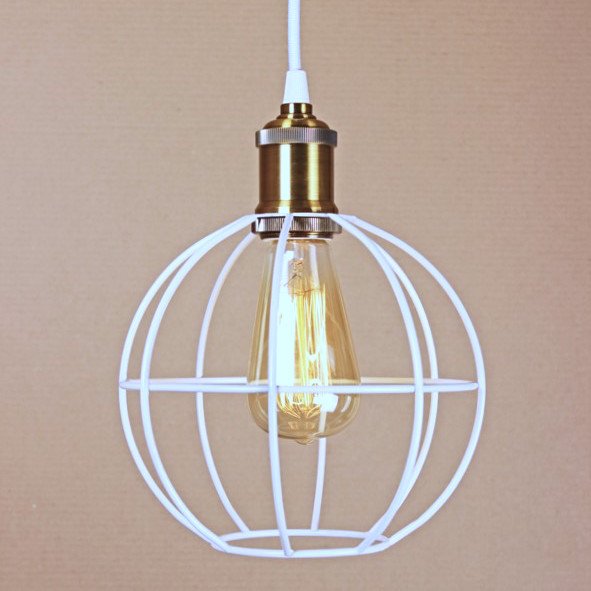 Подвесной светильник Wire Cage Pendant Ball White Белый в Кирове | Loft Concept 