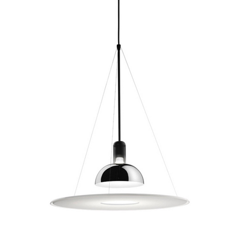 Подвесной светильник Flos Frisbi Lamp Сталь Белое матовое стекло Подвесной светильник Flos Frisbi Lamp Сталь Белое матовое стекло в Кирове | Loft Concept