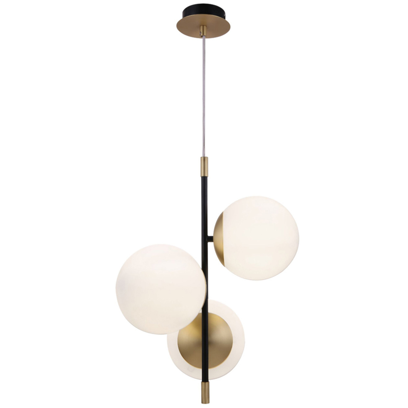 Светильник Spike Three Balls Hanging Lamp матовое золото Прозрачный белый Светильник Spike Three Balls Hanging Lamp матовое золото Прозрачный белый в Кирове | Loft Concept