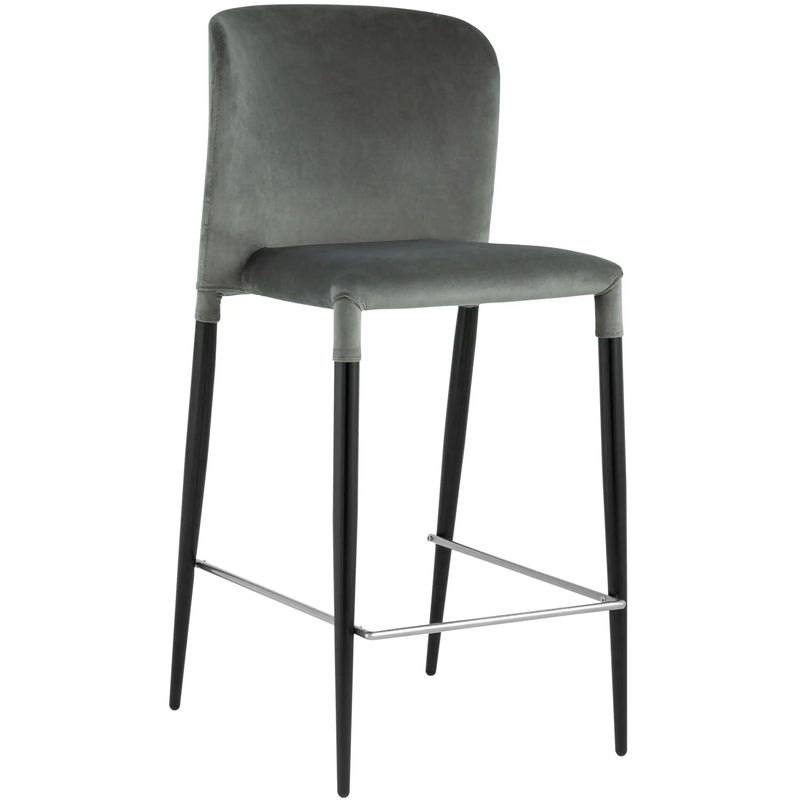 Барный Стул Lori Chair Серый Велюр Серый Черный Барный Стул Lori Chair Серый Велюр Серый Черный в Кирове | Loft Concept