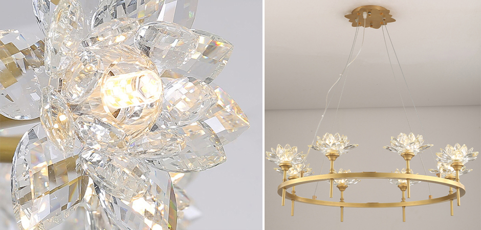 Люстра Хрустальные Цветы Лотоса Lotus flower Clear Glass lamp 8 Люстра Хрустальные Цветы Лотоса Lotus flower Clear Glass lamp 8 - Loft-Concept в Кирове