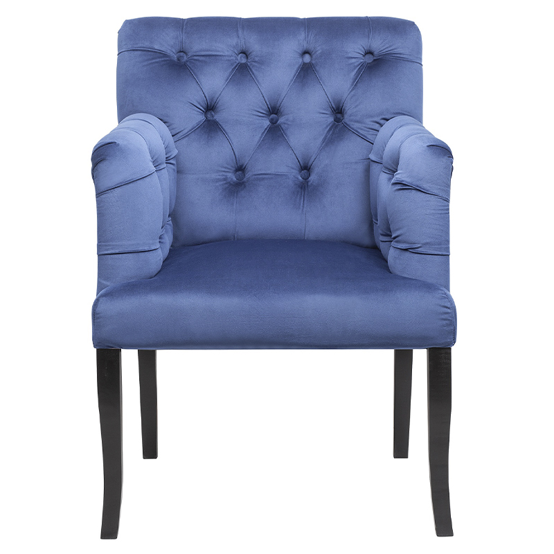 Кресло Addison Chic Armchair deep blue velour Синий Черный Кресло Addison Chic Armchair deep blue velour Синий Черный в Кирове | Loft Concept