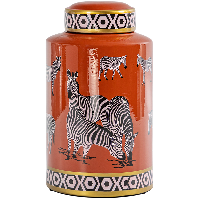 Ваза с крышкой Zebra Orange Vase Оранжевый Золотой Черно-белый Ваза с крышкой Zebra Orange Vase Оранжевый Золотой Черно-белый в Кирове | Loft Concept