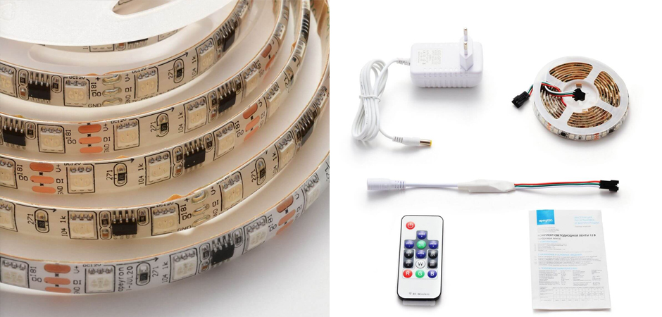 Комплект светодиодной влагозащищенной ленты 14,4W/m 60Led/m 5050SMD разноцветный 2M Комплект светодиодной влагозащищенной ленты 14,4W/m 60Led/m 5050SMD разноцветный 2M - Loft-Concept в Кирове