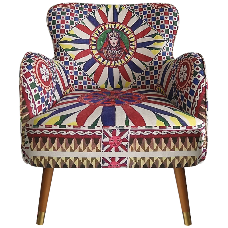 Кресло Sicilian Motifs Armchair Мульти Латунь Коричневый Кресло Sicilian Motifs Armchair Мульти Латунь Коричневый в Кирове | Loft Concept