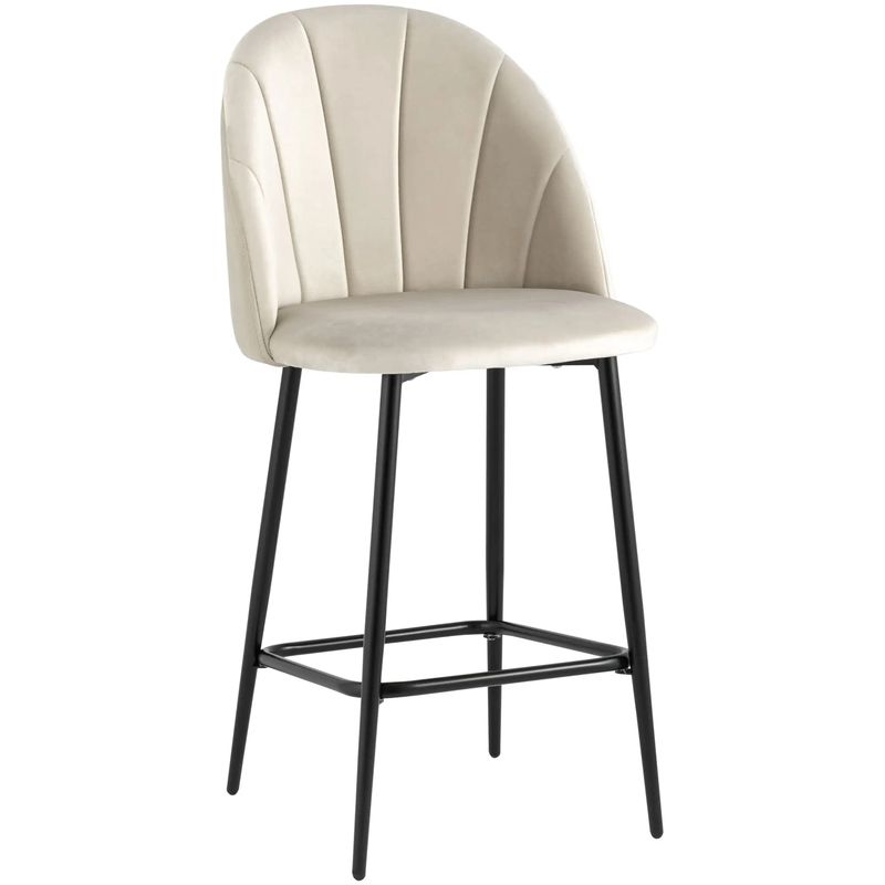 Барный Стул Balsari S Chair Молочный Велюр Молочный Черный в Кирове | Loft Concept 