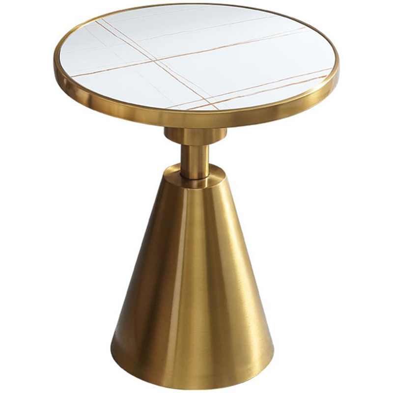 Круглый приставной стол Charmaine Side Table Латунь Белый Круглый приставной стол Charmaine Side Table Латунь Белый в Кирове | Loft Concept