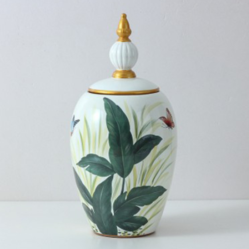 Ваза Vase Aina S Зеленый Белый Золотой Ваза Vase Aina S Зеленый Белый Золотой в Кирове | Loft Concept
