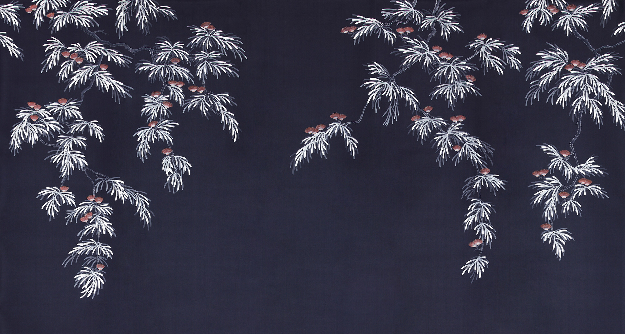 Обои ручная роспись Silk Tree Special Colourway on Empire Blue dyed silk Обои ручная роспись Silk Tree Special Colourway on Empire Blue dyed silk - постер Loft-Concept в Кирове