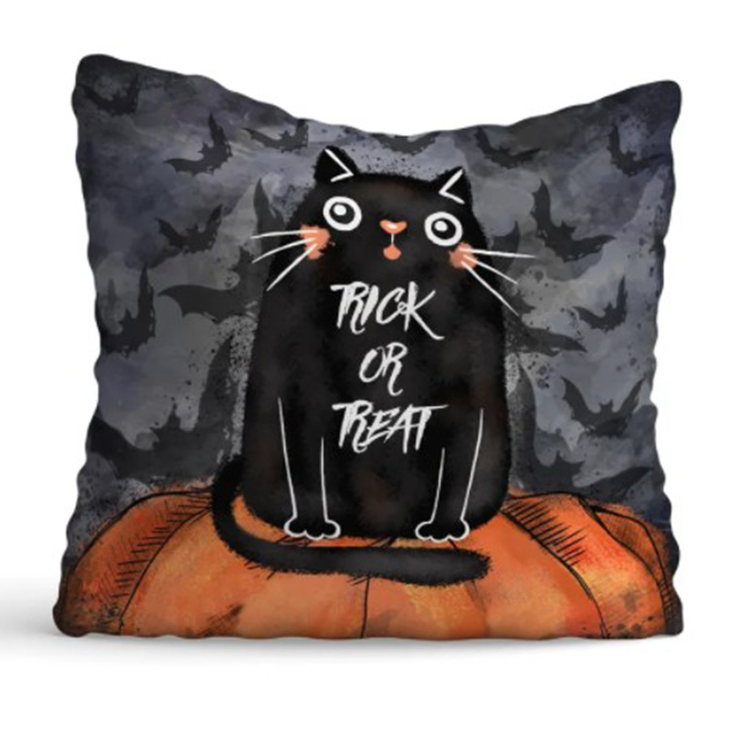 Подушка Halloween Trick or Treat Cat Черный Оранжевый Серый Подушка Halloween Trick or Treat Cat Черный Оранжевый Серый в Кирове | Loft Concept
