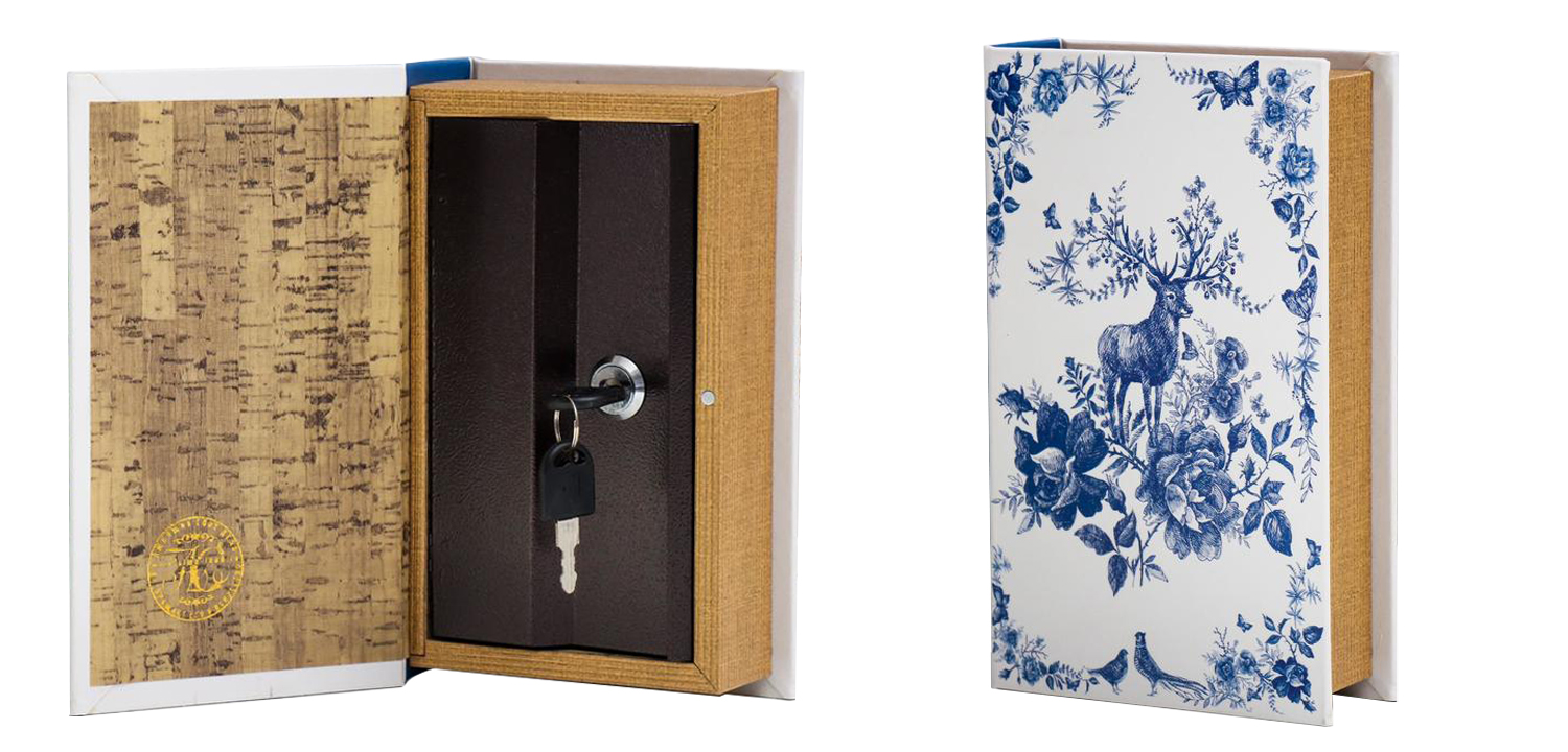 Шкатулка-книга с сейфом Deer and Blue Flowers Book Box - фото