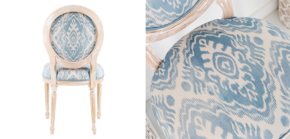 Мягкий стул со светло-голубым узором Ikat Pattern 2 Мягкий стул со светло-голубым узором Ikat Pattern 2 - Loft-Concept в Кирове