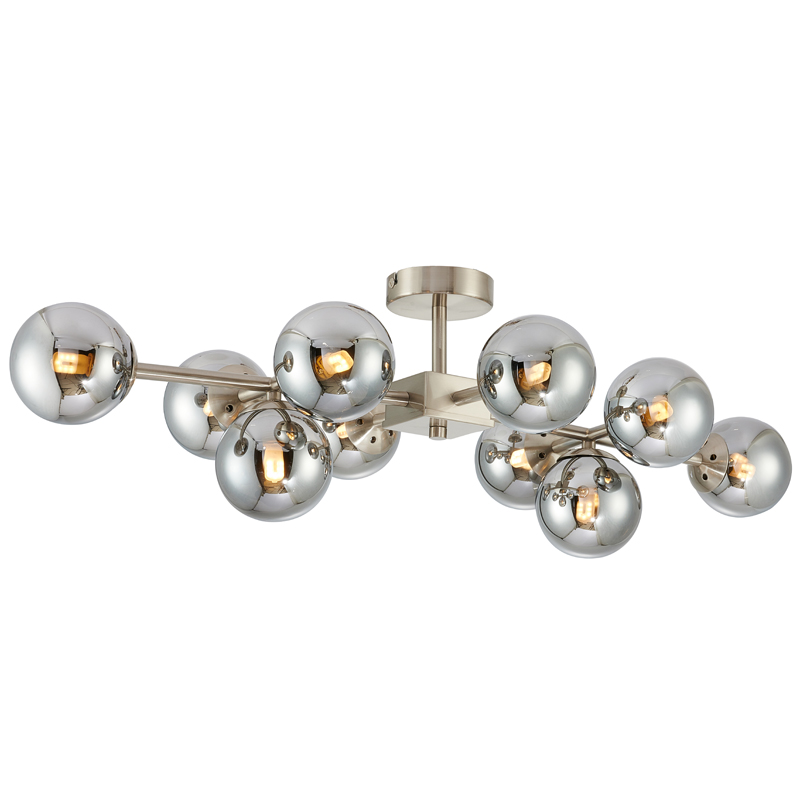 Люстра Berries Chandelier smok 10 Стекло Смок Никель Люстра Berries Chandelier smok 10 Стекло Смок Никель в Кирове | Loft Concept