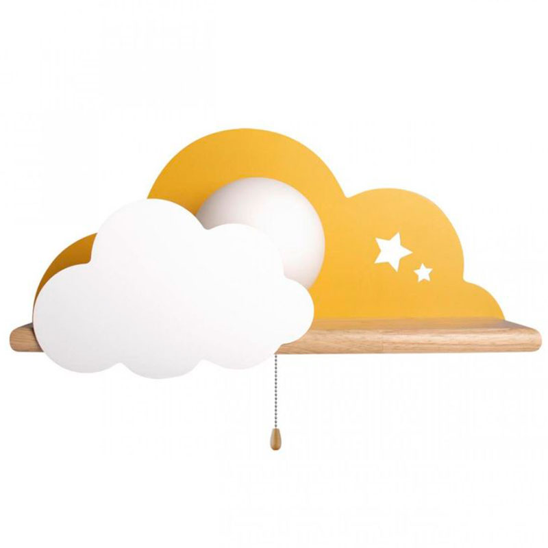 Бра с полкой желтое Облако Wall Lamp Yellow Cloud Желтый Древесина Бра с полкой желтое Облако Wall Lamp Yellow Cloud Желтый Древесина в Кирове | Loft Concept