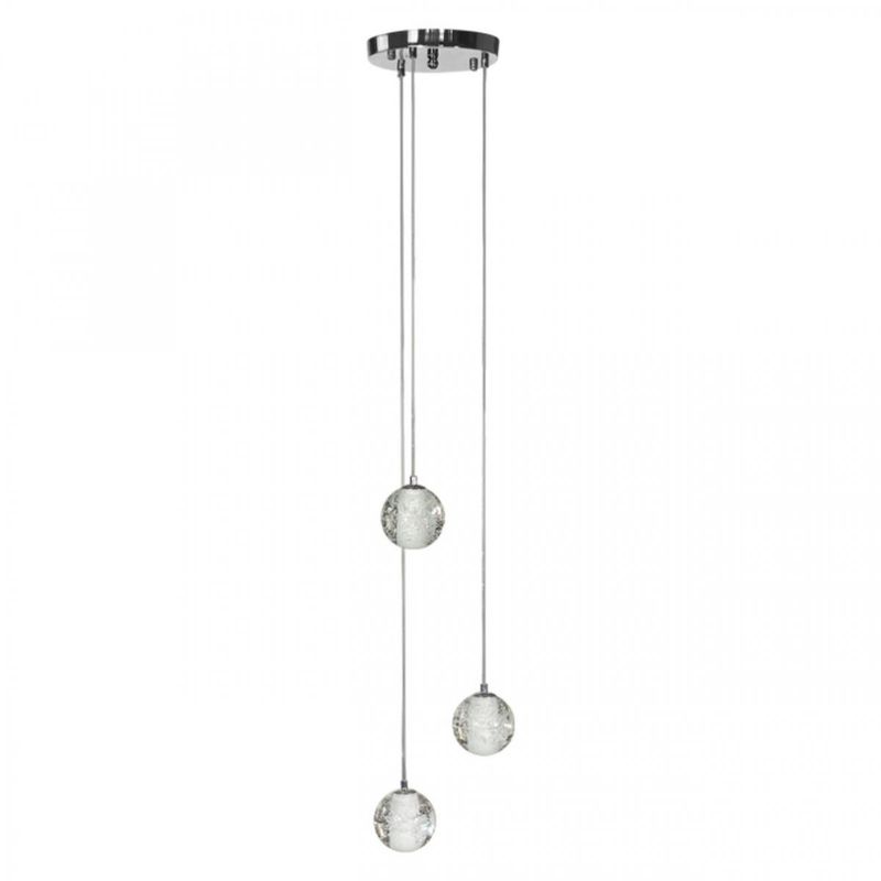 Каскадная Светодиодная Люстра Bocci 3 шара Led Crystal Glass Серебряный Прозрачное Стекло в Кирове | Loft Concept 
