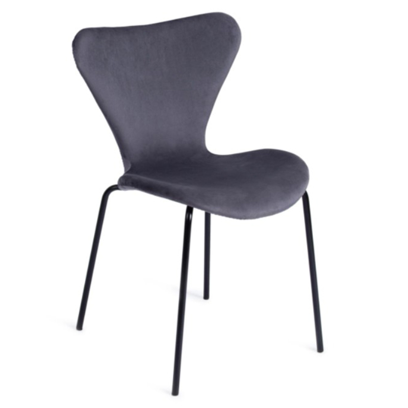 Стул Julissa Grey-Blue Chair флок Серо-голубой Черный Стул Julissa Grey-Blue Chair флок Серо-голубой Черный в Кирове | Loft Concept
