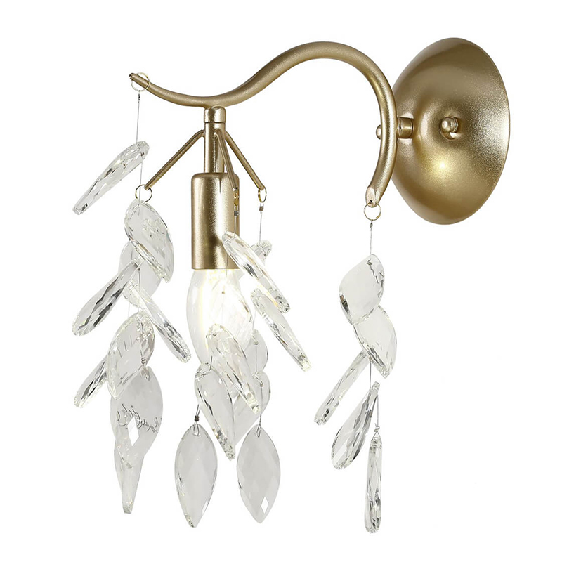 Бра Hanging Crystal Leaves Wall Lamp матовое золото Прозрачный (Transparent) в Кирове | Loft Concept 