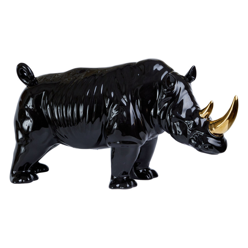 Статуэтка черный носорог с золотыми рогами Golden Horned Black Rhino Черный Золотой Статуэтка черный носорог с золотыми рогами Golden Horned Black Rhino Черный Золотой в Кирове | Loft Concept