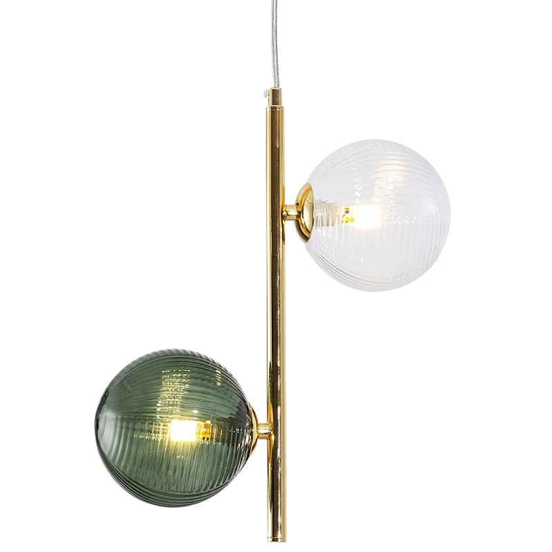 Подвесной светильник Bolle Multi Color hanging 2 lamp Зеленый Прозрачный Золотой Подвесной светильник Bolle Multi Color hanging 2 lamp Зеленый Прозрачный Золотой в Кирове | Loft Concept