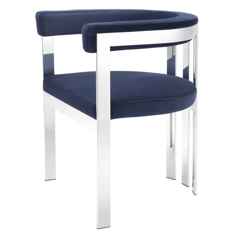 Стул Eichholtz Dining Chair Clubhouse blue Сапфирово-синий Нержавеющая сталь Стул Eichholtz Dining Chair Clubhouse blue Сапфирово-синий Нержавеющая сталь в Кирове | Loft Concept