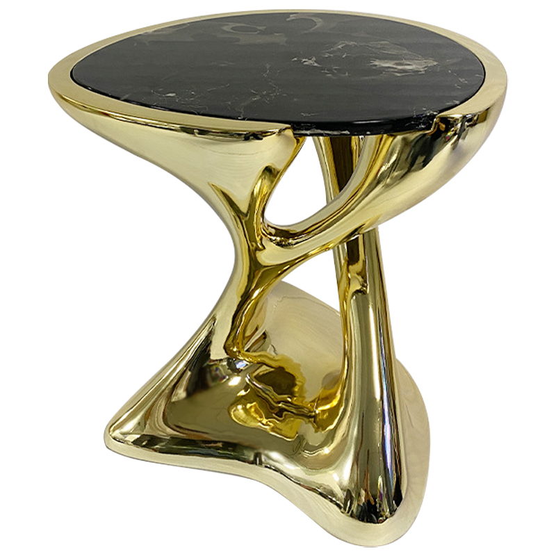 Приставной стол Molten Gold Side Table Глянцевое золото Черный Мрамор Nero Приставной стол Molten Gold Side Table Глянцевое золото Черный Мрамор Nero в Кирове | Loft Concept
