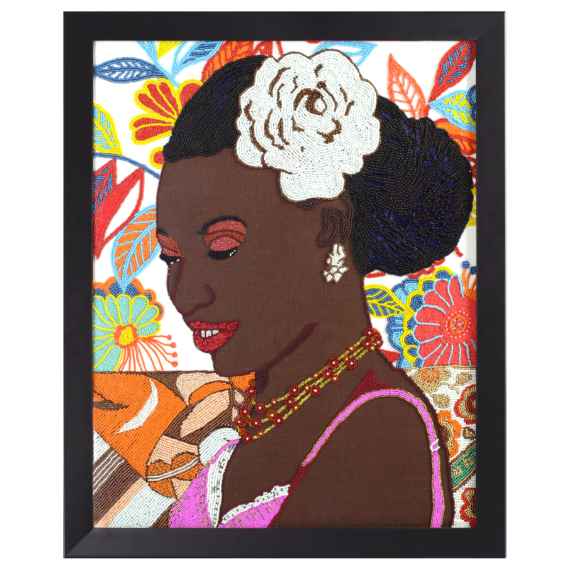 Картина ручная вышивка бисером Portrait of Mnonja with Flower in Her Hair Мульти Картина ручная вышивка бисером Portrait of Mnonja with Flower in Her Hair Мульти в Кирове | Loft Concept
