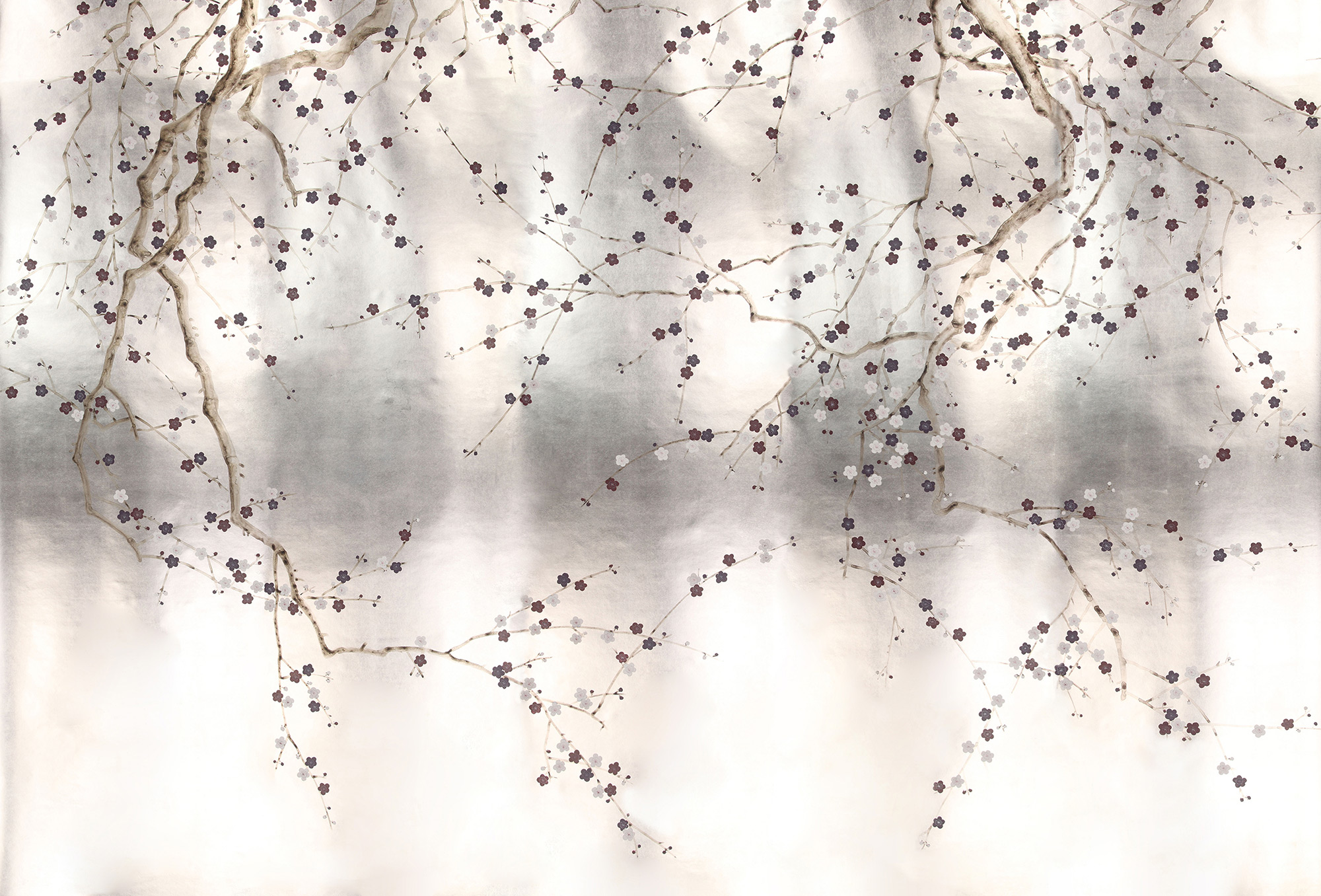 Обои ручная роспись Plum Blossom Lavender on Tarnished Silver gilded paper Обои ручная роспись Plum Blossom Lavender on Tarnished Silver gilded paper - постер Loft-Concept в Кирове