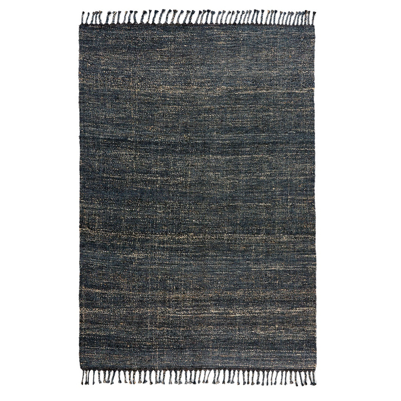 Ковер с бахромой Carpet blue 100% джут Бежевый Темно-синий Ковер с бахромой Carpet blue 100% джут Бежевый Темно-синий в Кирове | Loft Concept