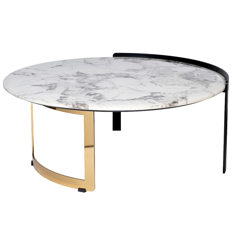 Кофейный стол Rodgeir Coffee Table Черный Глянцевое золото Белый Мрамор Bianco Кофейный стол Rodgeir Coffee Table Черный Глянцевое золото Белый Мрамор Bianco в Кирове | Loft Concept