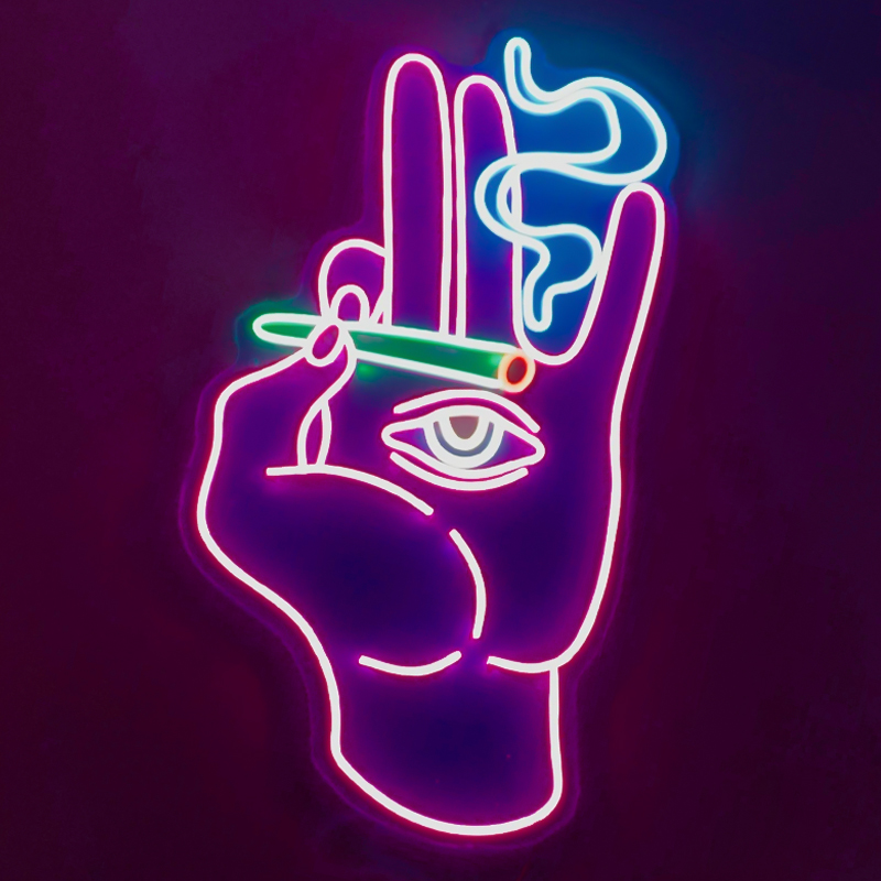 Неоновая настенная лампа Smoking Hand Neon Wall Lamp Розовый Мульти в Кирове | Loft Concept 