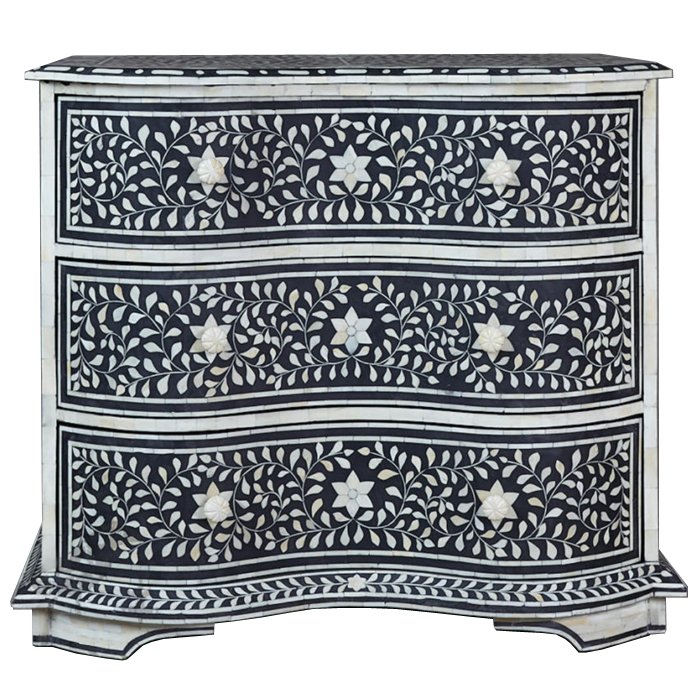 Комод Inlaid Bone Stars And Waves Белый Черный Комод Inlaid Bone Stars And Waves Белый Черный в Кирове | Loft Concept
