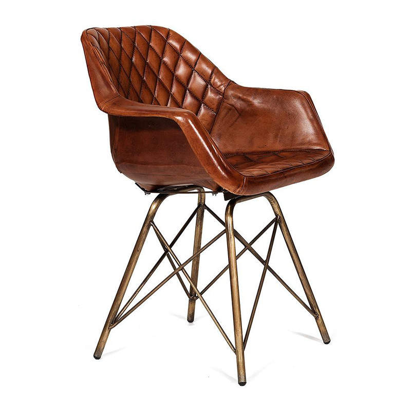 Кресло Leather Industrial armchair Винтажная Медь  Коньяк в Кирове | Loft Concept 