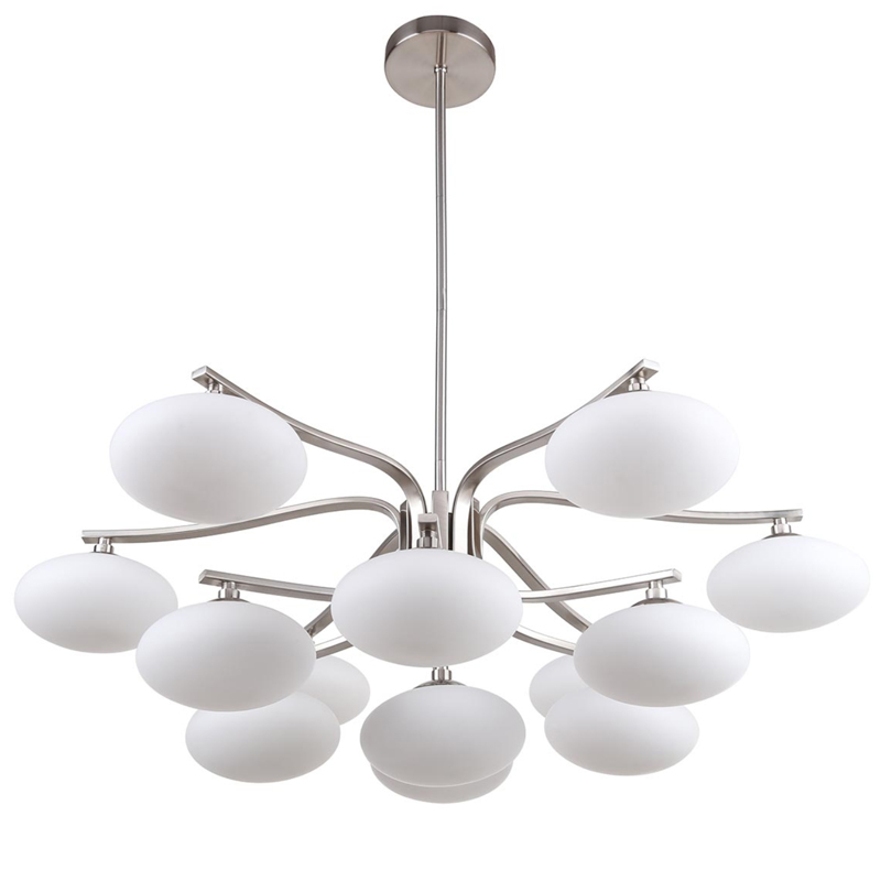 Oval Balls Mushrooms Chandelier 13 Silver Серебряный Прозрачный белый Oval Balls Mushrooms Chandelier 13 Silver Серебряный Прозрачный белый в Кирове | Loft Concept
