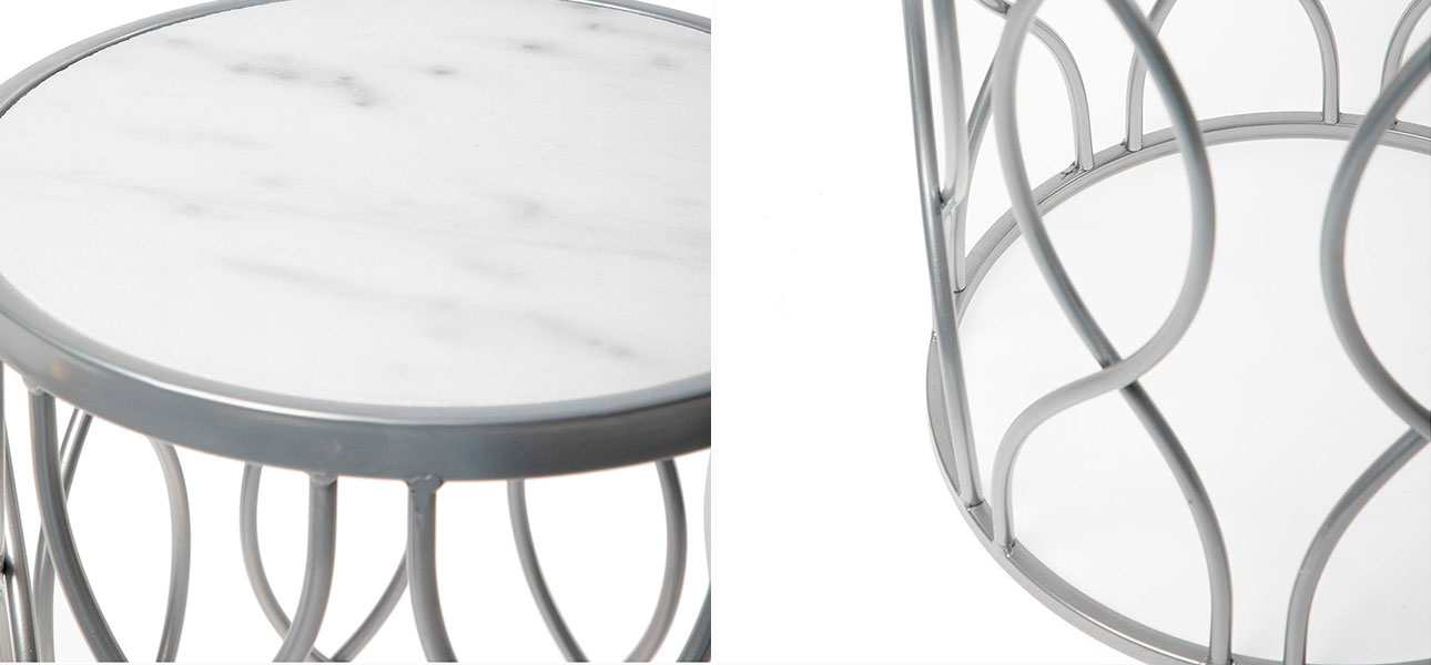 Столик с мраморной столешницей серебряный  Selena - фото