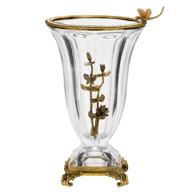 Ваза из прозрачного стекла с бронзовой вставкой в виде цветущей ветви Eden Garden porcelain and bronze Прозрачное Стекло Бронза Ваза из прозрачного стекла с бронзовой вставкой в виде цветущей ветви Eden Garden porcelain and bronze Прозрачное Стекло Бронза в Кирове | Loft Concept