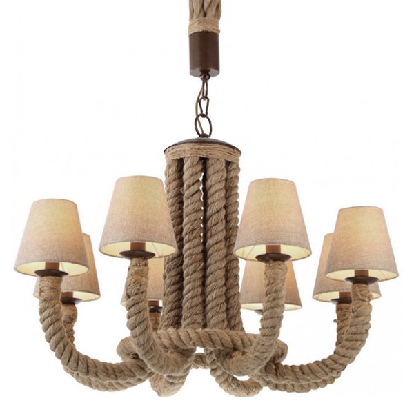 Люстра Rattan Chandelier 8 Loft Rope Light Люстра Rattan Chandelier 8 Loft Rope Light в Кирове | Loft Concept