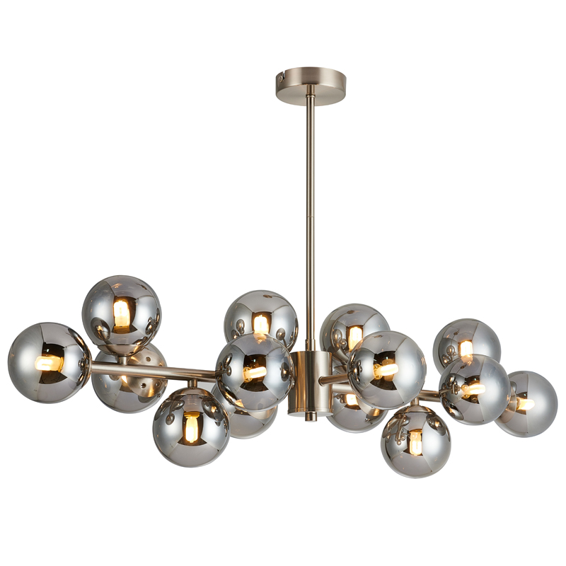 Люстра Berries Chandelier smok 14 Никель Стекло Смок Люстра Berries Chandelier smok 14 Никель Стекло Смок в Кирове | Loft Concept