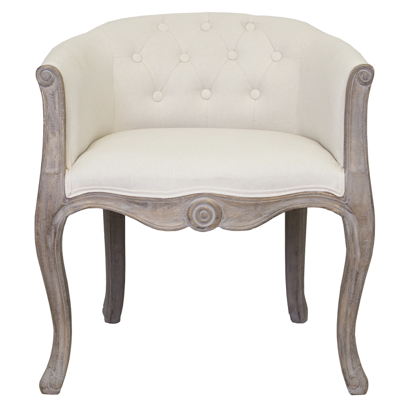 Кресло низкое в стиле прованс Бежевый Лен Louis French Armchair Бежевый Коричневый Кресло низкое в стиле прованс Бежевый Лен Louis French Armchair Бежевый Коричневый в Кирове | Loft Concept