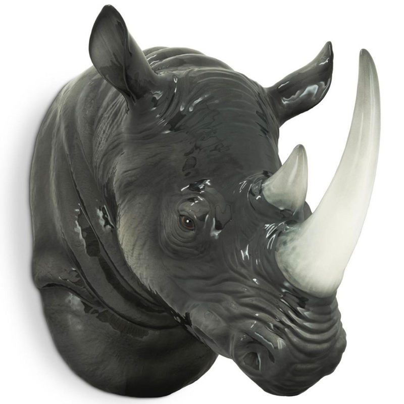 Аксессуар на стену Abhika Rino Head Hanging Серый Белый Аксессуар на стену Abhika Rino Head Hanging Серый Белый в Кирове | Loft Concept