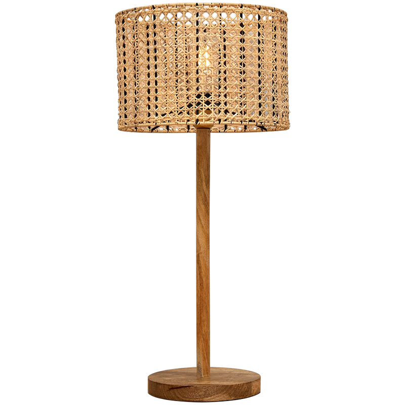Деревянная настольная лампа с абажуром из ротанга Tamari Wicker Table Lamp Древесина Деревянная настольная лампа с абажуром из ротанга Tamari Wicker Table Lamp Древесина в Кирове | Loft Concept