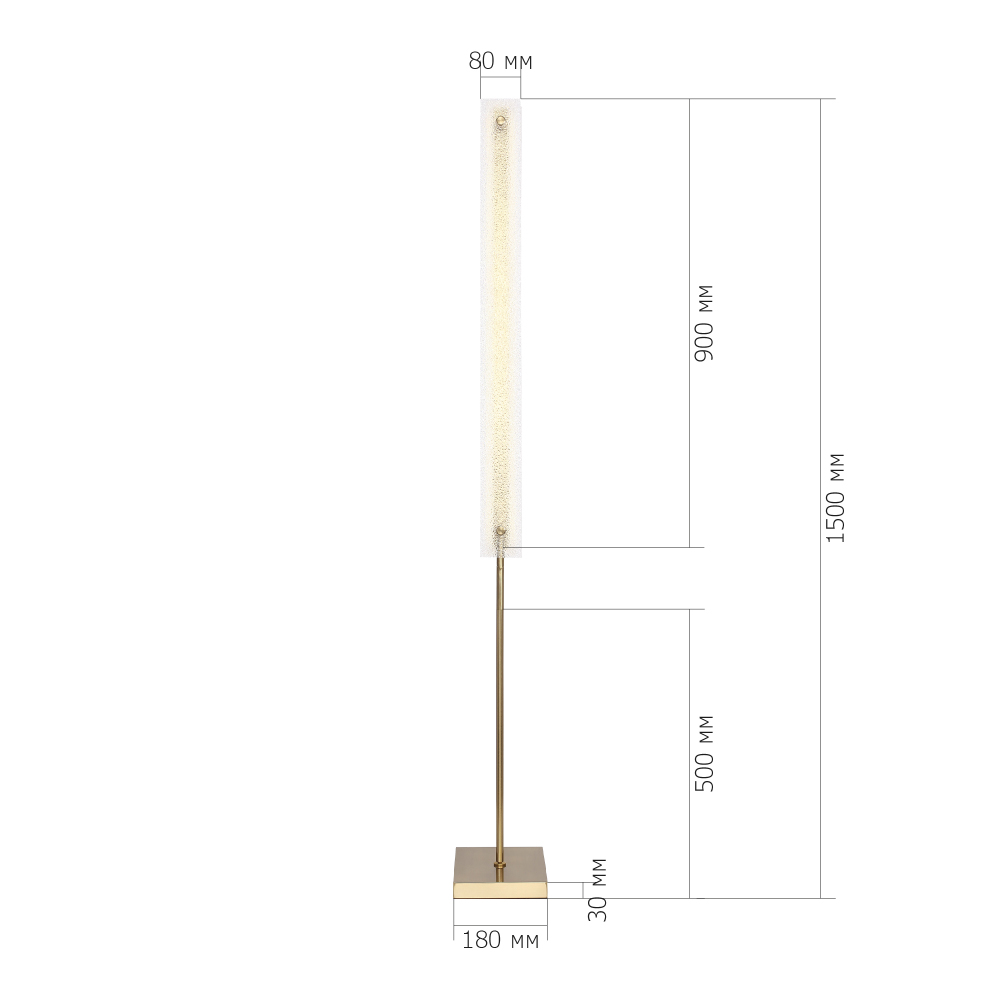 Торшер с прямоугольным плафоном с эффектом морозного стекла Freezing в Кирове