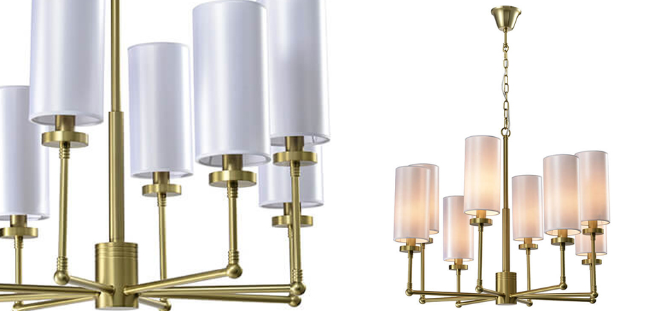 Люстра Fabric Lampshade Brass 8 Люстра Fabric Lampshade Brass 8 - Loft-Concept в Кирове