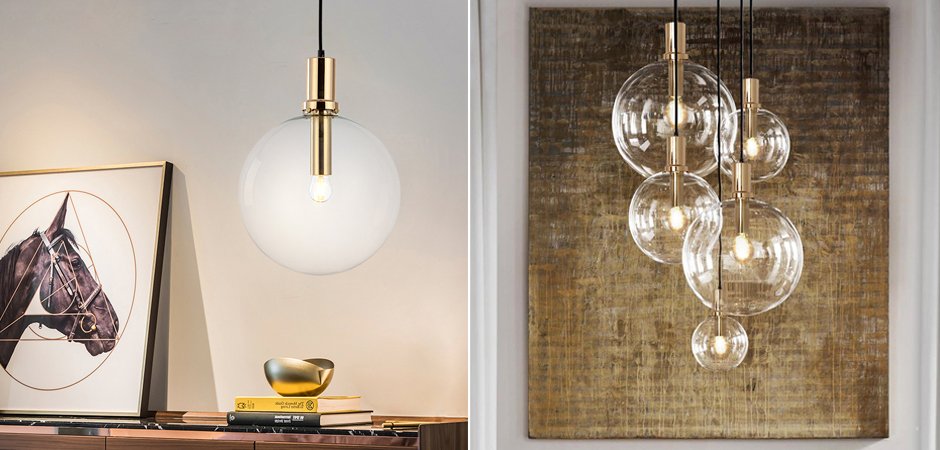 Подвесной светильник Glass Globe Gold Подвесной светильник Glass Globe Gold - Loft-Concept в Кирове