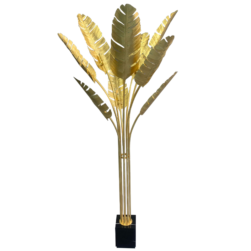 Торшер Gold Palm Leaves Floor Lamp Золотой Черный Торшер Gold Palm Leaves Floor Lamp Золотой Черный в Кирове | Loft Concept
