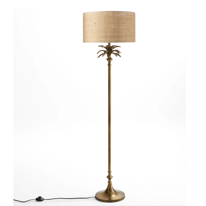 Торшер Palm Raphia Lampshade Латунь Торшер Palm Raphia Lampshade Латунь в Кирове | Loft Concept
