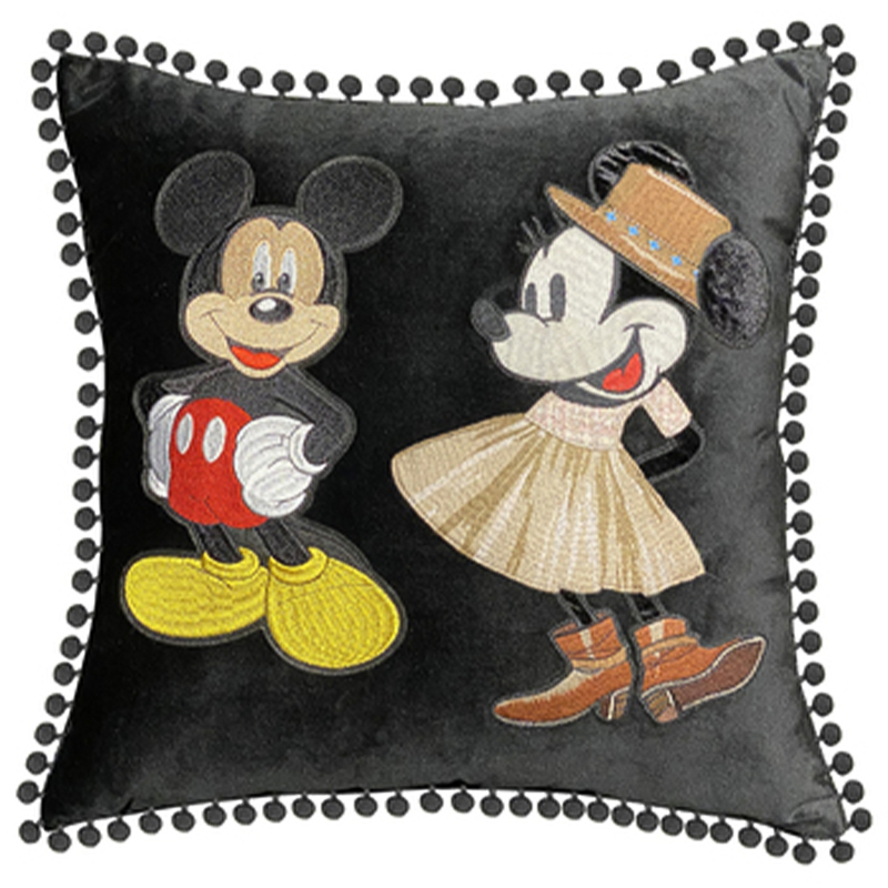 Декоративная подушка с вышивкой Gucci Mickey and Minnie Mouse Черный Красный Желтый Бежевый Декоративная подушка с вышивкой Gucci Mickey and Minnie Mouse Черный Красный Желтый Бежевый в Кирове | Loft Concept