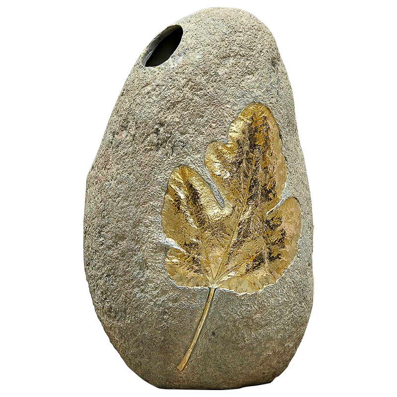 Ваза Golden Stone Leaf Vase имитация камня Бежево-серый Золотой Ваза Golden Stone Leaf Vase имитация камня Бежево-серый Золотой в Кирове | Loft Concept