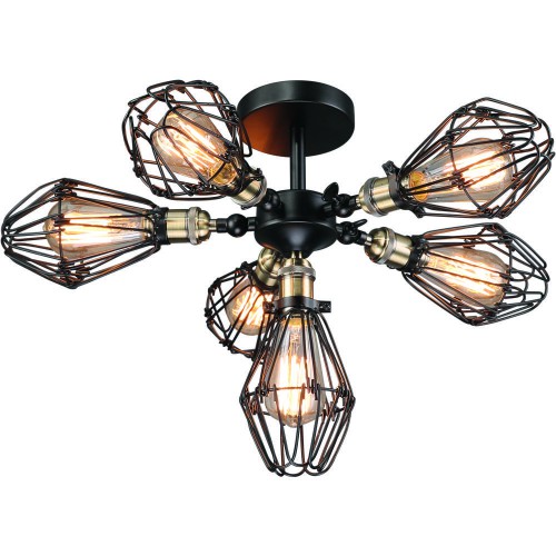 Потолочный светильник Loft Cage Top Pendant VI Черный в Кирове | Loft Concept 